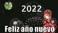 a fireworks display with the year 2022 and feliz ano nuevo in spanish
