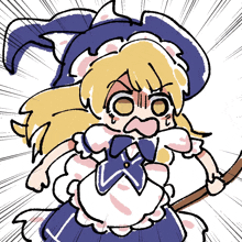 a cartoon drawing of a witch with a surprised expression on her face