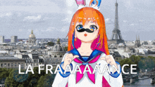 a picture of a girl with a mustache and the words la fraaaa aaance