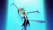 a cartoon character with very long arms and legs is dancing