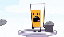 a cartoon drawing of a yellow egg being destroyed