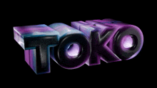 a 3d rendering of the word tko in purple and black