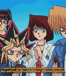 a group of anime characters standing next to each other with the caption i was told that fate