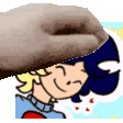 a cartoon of a person wearing a hat with a donut on top of it .