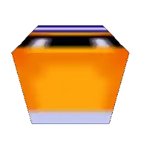 a computer generated image of a yellow and purple object on a white background .