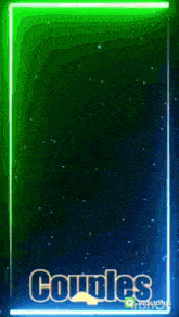 a green and blue frame with the word couples written on it