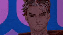 a man with red and white hair and sunglasses on