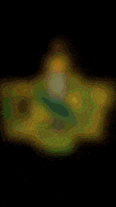 a drawing of a sword with a green and yellow stripe
