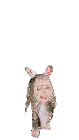 a drawing of a girl with bunny ears and a sticker on her head that says ' aoi '