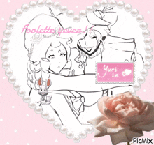 a drawing of a man and a woman with pearls around them and the words foolette seven yuri is
