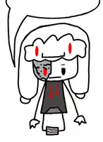 a black and white drawing of a person with blood coming out of their mouth