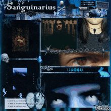 a collage of images with the words sanguinarius on the top