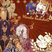 a collage of drawings with the words hiratio backshots