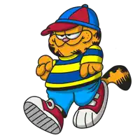 a cartoon of garfield wearing a blue hat