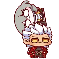 a cartoon drawing of a man with a gun on his head