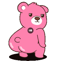 a cartoon of a pink teddy bear with a youtube logo on his chest