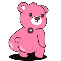 a cartoon of a pink teddy bear with a youtube logo on his chest