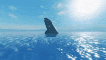 a computer generated image of a whale in the ocean with a message that says ' whale ' on the bottom