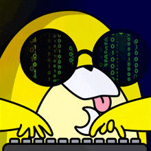 a cartoon of a dog wearing a pair of sunglasses