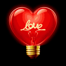 love heart light bulb red valentines day heart