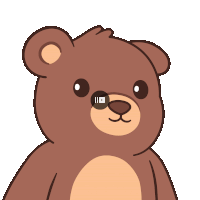 a brown teddy bear with a youtube icon on his nose