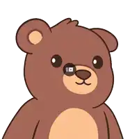 a brown teddy bear with a youtube icon on his nose