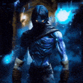 a video game character with glowing yellow eyes