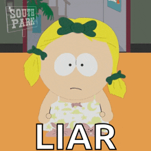 a cartoon of a girl with a sign that says south park