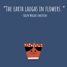 a quote by ralph waldo emerson with a potted plant with yellow flowers