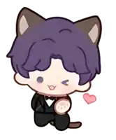 a cartoon drawing of a man in a tuxedo with cat ears