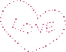a heart made out of pink squares on a white background .