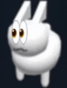 a white cartoon rabbit with big eyes and ears