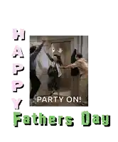 a happy father 's day greeting card with a picture of people dancing