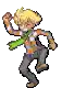 a pixel art of a boy in a plaid shirt and green tie .
