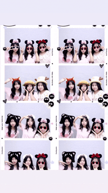 a group of girls wearing mickey mouse hats and sunglasses pose for a picture