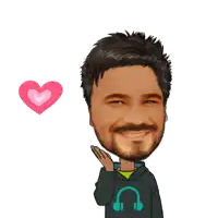 a cartoon of a man with headphones and a heart