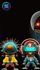 a poster for lotto babyballers shows a robot with headphones and a pool ball