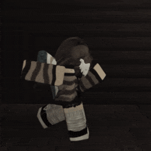 a girl in a zebra print sweater stands in front of a wooden wall