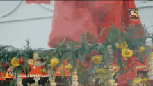 a screen shot of a sony tv show with flowers in the foreground