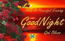 goodnight have a peaceful evening god bless