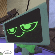 a drawing of a cartoon character with a green face