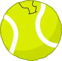 a cartoon drawing of a tennis ball with a white stripe