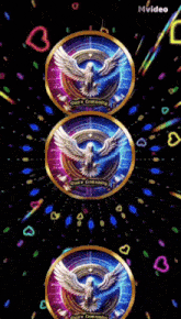 three circles with eagles on them and the words gua 's community on the bottom