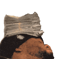 a man laying down with a stack of money on top of his head