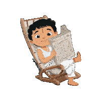 a cartoon drawing of a man reading a newspaper with the words comic doodles on the bottom right