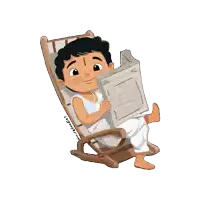 a cartoon drawing of a man reading a newspaper with the words comic doodles on the bottom right
