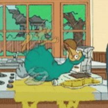 dodo panic panicking kicking feet kitchen counter