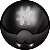 a black circle with a white square in the middle