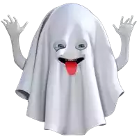 a cartoon ghost is sticking its tongue out and making a funny face