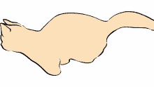 a drawing of a cat laying down with its tail outstretched